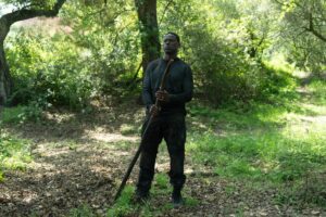 Sterling K Brown as Xavier Collins outside the bunker in Paradise Season 2