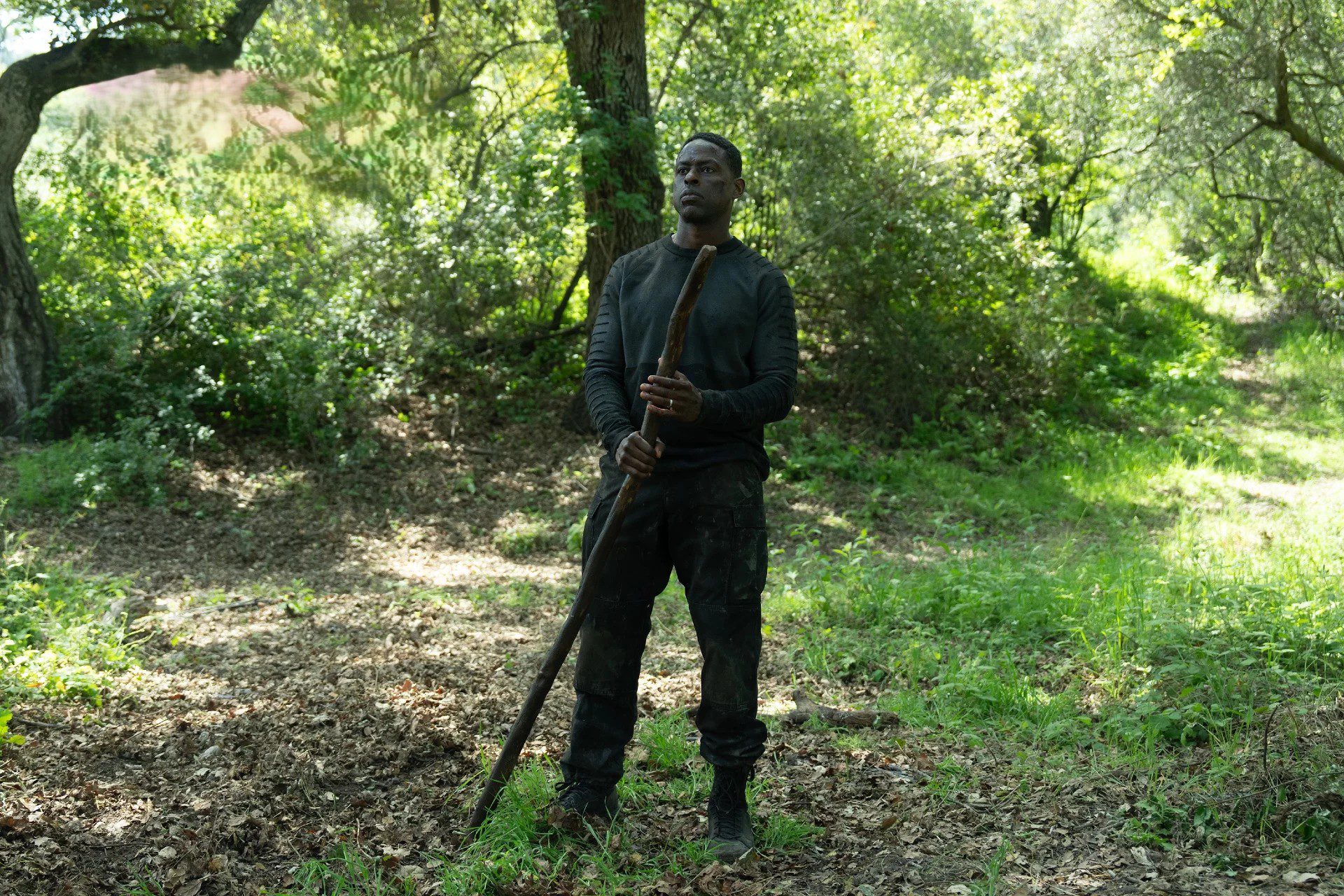 Sterling K Brown as Xavier Collins outside the bunker in Paradise Season 2