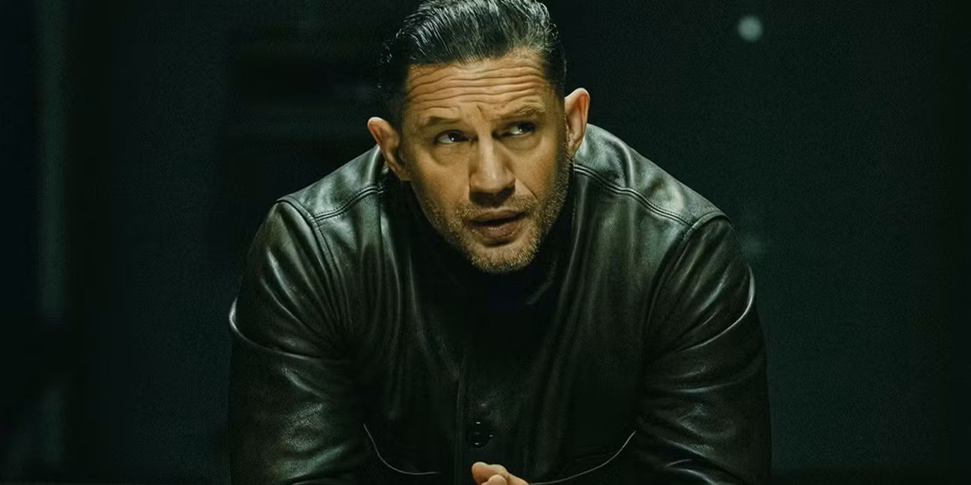 Tom Hardy as Harry Da Souza in MobLand with fired question text