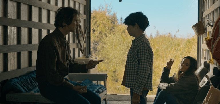 Victor speaks to Ethan as Tabitha watches inside the storage shed in FROM Season 4 Episode 8.