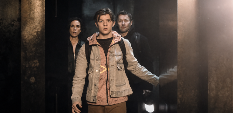 Charlie, Daniela and Jason Dessen enter a dark doorway in Dark Matter Season 2