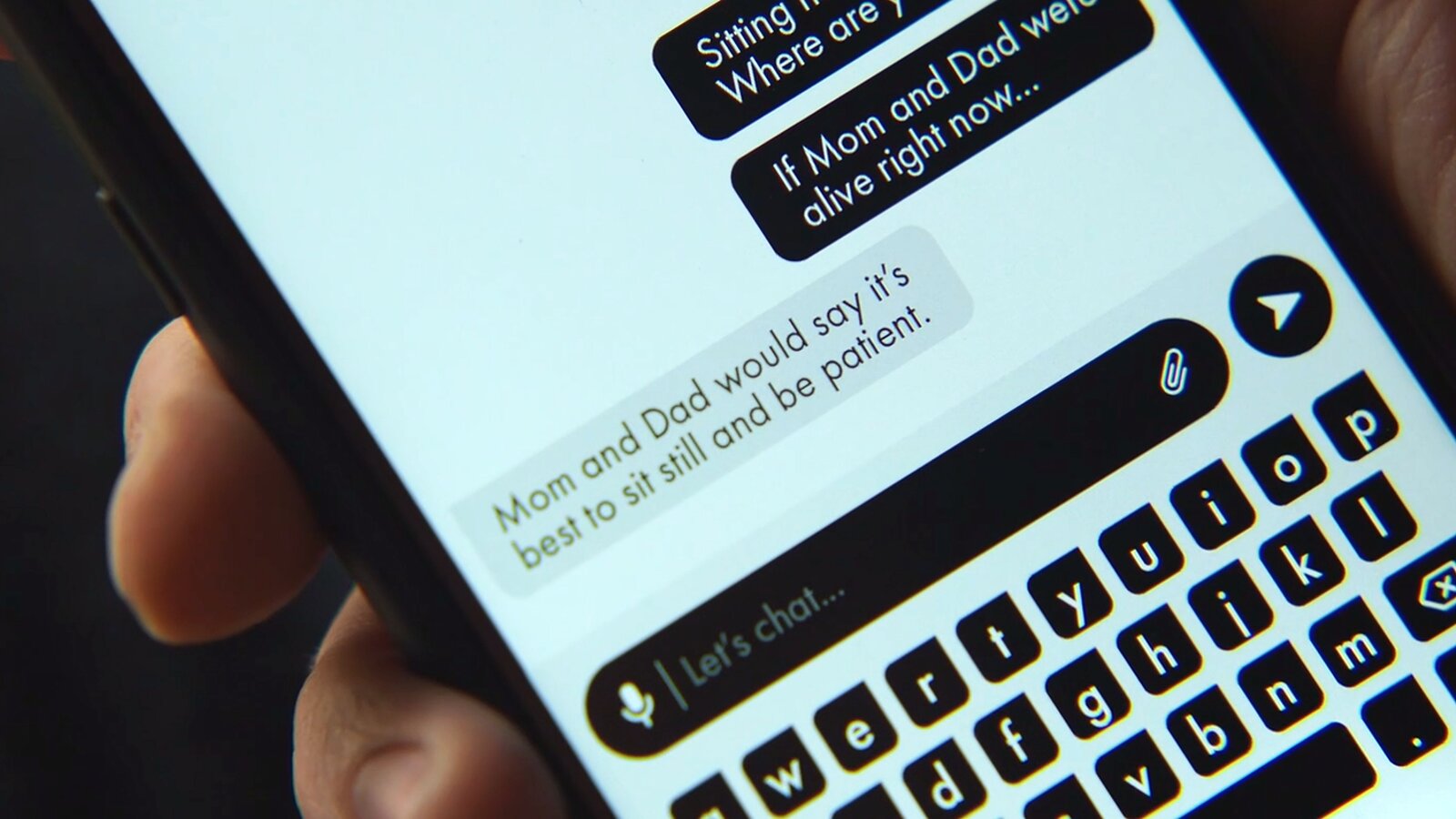 Daniel receives the wrong reply from Charlotte's phone in Silo Season 3 Episode 9