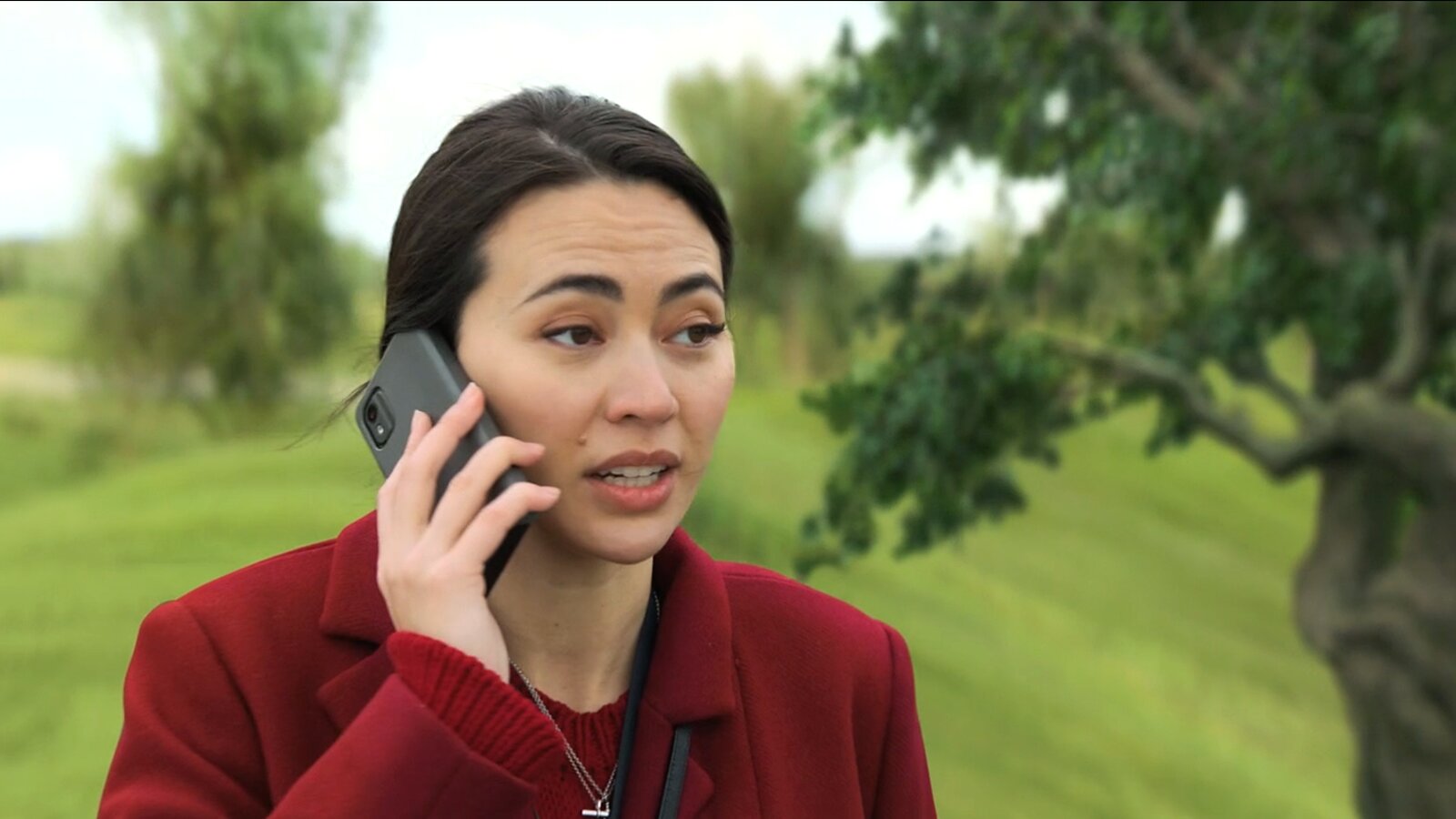 Helen stands beside the living tree near Silo 18 before the explosion in Silo Season 3 Episode 9